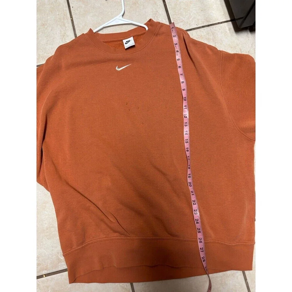 Nike Men's Oversized Sweatshirt Small Orange Crew Neck Swoosh Pullover